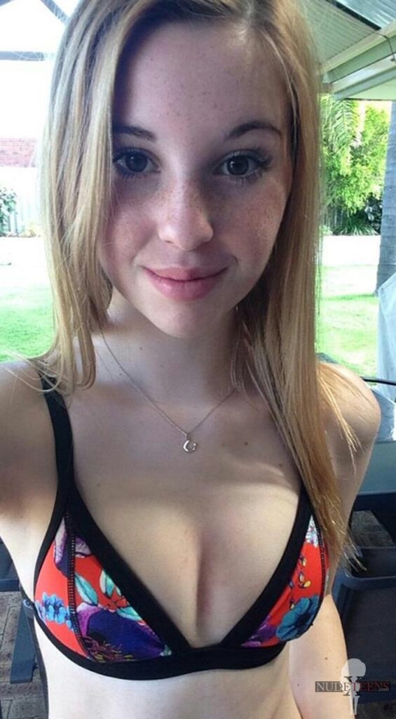 cute redhead teen in bikini selfie