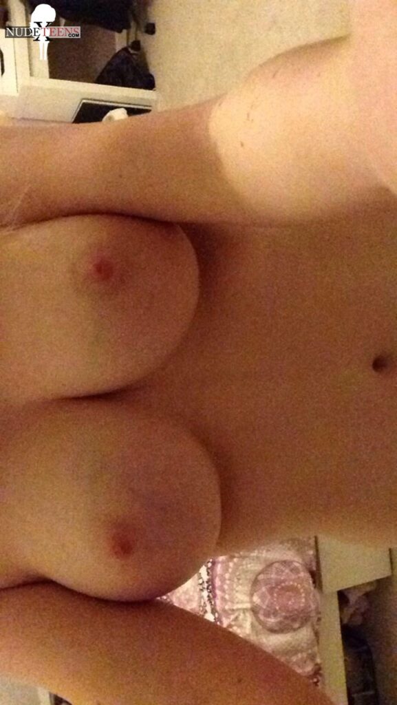 Quality young tits freckled girl pushed together